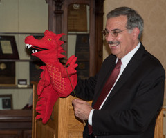 Erik Bitterbaum holds Blaze puppet